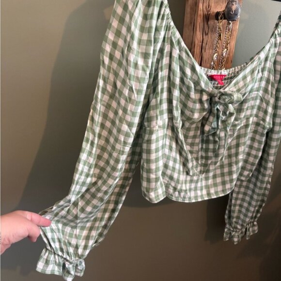 Guess / Green Gingham / Long Sleeve Blouse - Picture 6 of 9